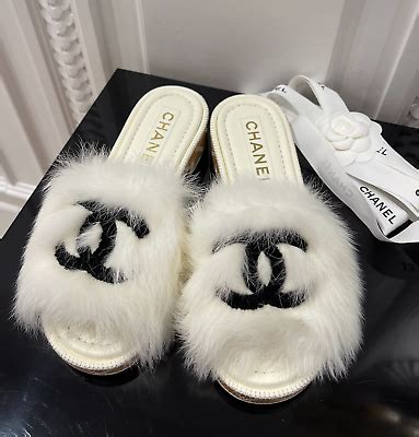 chanel mules slides|chanel faux fur slides.